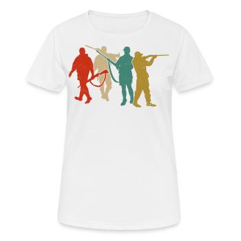 Chasseur de cerfs Buck Retro - T-shirt respirant Femme - blanc - Devant - AI Model Female 172 dark (172cm)