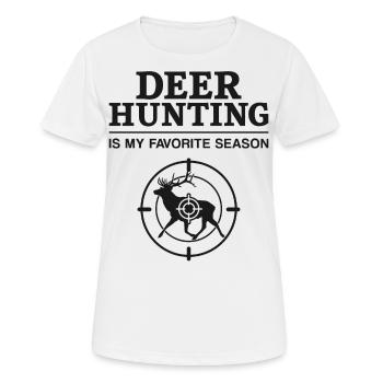 Chasse au cerf chasseur de cerfs - T-shirt respirant Femme - blanc - Devant - AI Model Female 172 dark (172cm)