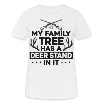 Chasseur de cerfs Buck Ma famille - T-shirt respirant Femme - blanc - Devant - AI Model Female 172 dark (172cm)