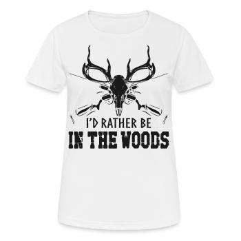 Chasseur de cerfs buck J’aurais - T-shirt respirant Femme - blanc - Devant - AI Model Female 172 dark (172cm)