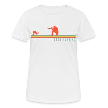 Chasseur de cerfs Buck Retro - T-shirt respirant Femme - blanc - Devant - AI Model Female 172 dark (172cm)