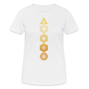 Solides platoniques d’or complexes sacrés - T-shirt respirant Femme - blanc - Devant - AI Model Female 172 dark (172cm)