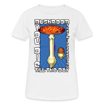 Amanita Muscaria Evolution Amanite tue-mouches - T-shirt respirant Femme - blanc - Devant - AI Model Female 172 dark (172cm)