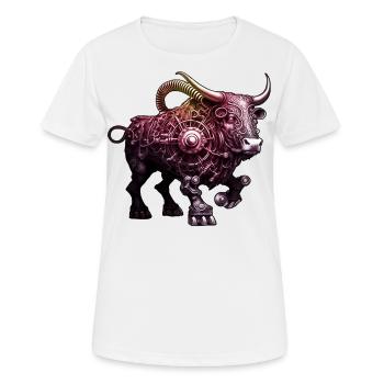 Orné Steampunk Bull détaillé complexe Cool Art - T-shirt respirant Femme - blanc - Devant - AI Model Female 172 dark (172cm)