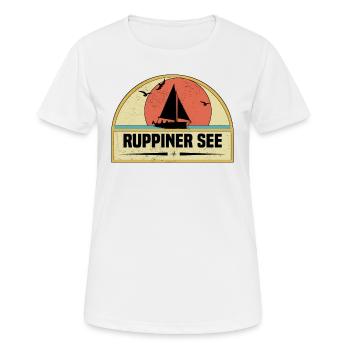 Ruppiner See - Frauen T-Shirt atmungsaktiv - Weiß - Vorne - AI Model Female 172 dark (172cm)
