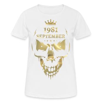 Septembre 1981 Crâne Or - T-shirt respirant Femme - blanc - Devant - AI Model Female 172 dark (172cm)
