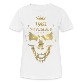 Novembre 1981 Crâne Or - T-shirt respirant Femme - blanc - Devant - AI Model Female 172 dark (172cm)