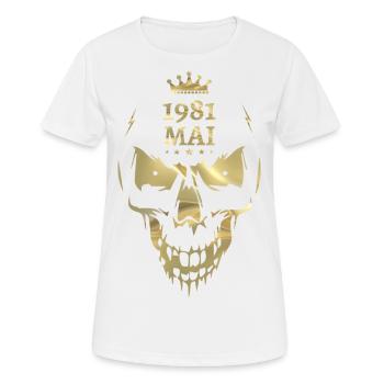 Mai 1981 Crâne Or - T-shirt respirant Femme - blanc - Devant - AI Model Female 172 dark (172cm)