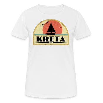 Kreta - Frauen T-Shirt atmungsaktiv - Weiß - Vorne - AI Model Female 172 dark (172cm)