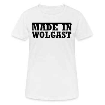 made in Wolgast - Frauen T-Shirt atmungsaktiv - Weiß - Vorne - AI Model Female 172 dark (172cm)