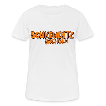 Schkeuditz - Frauen T-Shirt atmungsaktiv - Weiß - Vorne - AI Model Female 172 dark (172cm)