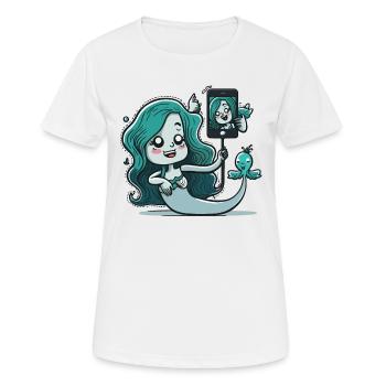 Selfie-loving Mermaid - Women's Breathable T-Shirt - white - Front - AI Model Female 172 dark (172cm)