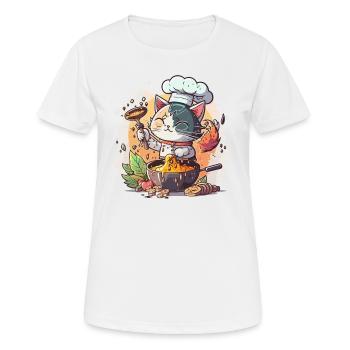 Gourmet-Katze - Frauen T-Shirt atmungsaktiv - Weiß - Vorne - AI Model Female 172 dark (172cm)