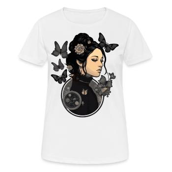 Gothic Mädchen mit ästhetischen Schmetterlingen - - Frauen T-Shirt atmungsaktiv - Weiß - Vorne - AI Model Female 172 dark (172cm)