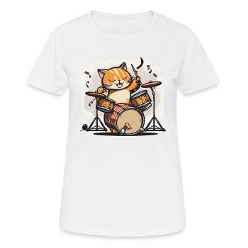 Rhythmische Katze - Frauen T-Shirt atmungsaktiv - Weiß - Vorne - AI Model Female 172 dark (172cm)