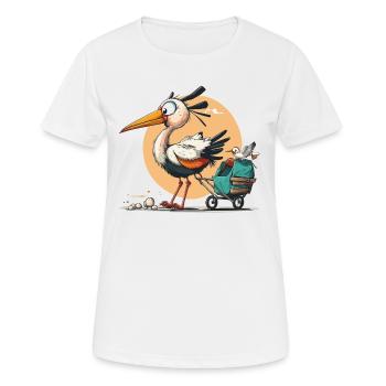 Storchen-Lieferung - Frauen T-Shirt atmungsaktiv - Weiß - Vorne - AI Model Female 172 dark (172cm)