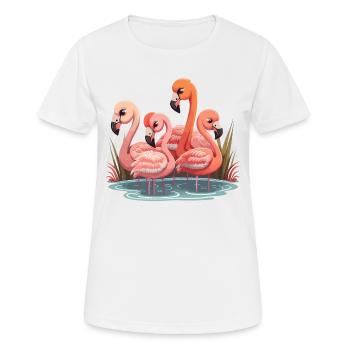 Flamingo-Flock - Frauen T-Shirt atmungsaktiv - Weiß - Vorne - AI Model Female 172 dark (172cm)