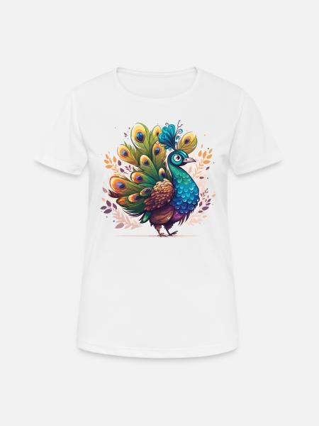 Pfau in voller Pracht - Frauen T-Shirt atmungsaktiv - Weiß