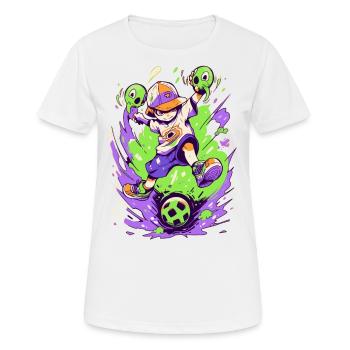Cool Cartoon Soccer Player StreetArt Gaming - T-shirt respirant Femme - blanc - Devant - AI Model Female 172 dark (172cm)
