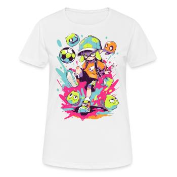 Jeux d’art de rue avec un joueur de football cool - T-shirt respirant Femme - blanc - Devant - AI Model Female 172 dark (172cm)