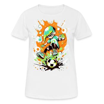 Joueur de football cool dans le look de jeu d’art de rue - T-shirt respirant Femme - blanc - Devant - AI Model Female 172 dark (172cm)