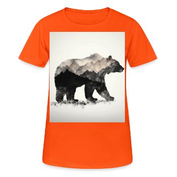 Ours majestueux dans les montagnes sur fond blanc - T-shirt respirant Femme - orange néon - Devant - AI Model Female 172 dark (172cm)