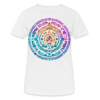 Mystique coloré Aztec Sun Calendar Design - T-shirt respirant Femme - blanc - Devant - AI Model Female 172 dark (172cm)