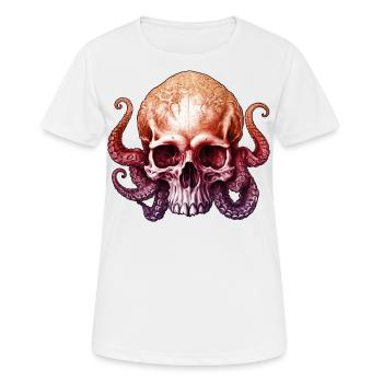 Octopus Skull Enigmatic Depths Gradient Tentacles - Women's Breathable T-Shirt - white - Front - AI Model Female 172 dark (172cm)