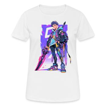 Shibuya: Cooler Anime Junge mit Schwert Japanisch - Frauen T-Shirt atmungsaktiv - Weiß - Vorne - AI Model Female 172 dark (172cm)