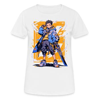 Shibuya: Cooler Anime Junge mit Schwert Japanisch - Frauen T-Shirt atmungsaktiv - Weiß - Vorne - AI Model Female 172 dark (172cm)
