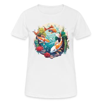 Koi-Wunderland - Frauen T-Shirt atmungsaktiv - Weiß - Vorne - AI Model Female 172 dark (172cm)