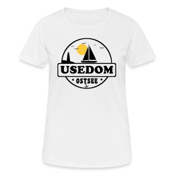 Usedom - Frauen T-Shirt atmungsaktiv - Weiß - Vorne - AI Model Female 172 dark (172cm)