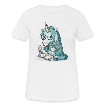 Einhorn-Kalligraph - Frauen T-Shirt atmungsaktiv - Weiß - Vorne - AI Model Female 172 dark (172cm)
