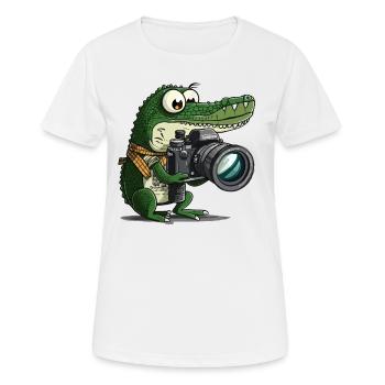 Schnappschuss Glückliches Reptil - Frauen T-Shirt atmungsaktiv - Weiß - Vorne - AI Model Female 172 dark (172cm)