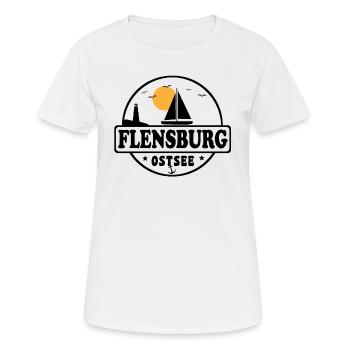 Flensburg - Frauen T-Shirt atmungsaktiv - Weiß - Vorne - AI Model Female 172 dark (172cm)