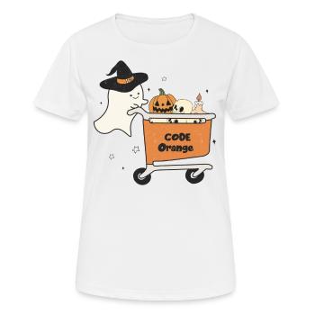 Halloween Gespenst mit Einkaufswagen Code Orange - Frauen T-Shirt atmungsaktiv - Weiß - Vorne - AI Model Female 172 dark (172cm)