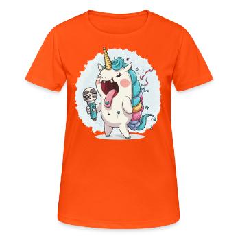 Einhorn-Harmonien - Frauen T-Shirt atmungsaktiv - Neonorange - Vorne - AI Model Female 172 dark (172cm)