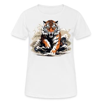 Bengal Tiger Japanese Great Wave Kanagawa - Women's Breathable T-Shirt - white - Front - AI Model Female 172 dark (172cm)