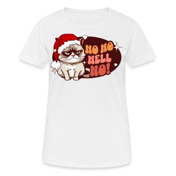 Ho Ho Hell No: Angry Cat For Women Funny Christmas - Frauen T-Shirt atmungsaktiv - Weiß - Vorne - AI Model Female 172 dark (172cm)