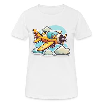 L’histoire de l’aviation - T-shirt respirant Femme - blanc - Devant - AI Model Female 172 dark (172cm)