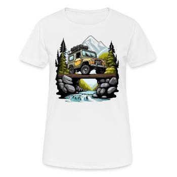 Le navigateur tout-terrain - T-shirt respirant Femme - blanc - Devant - AI Model Female 172 dark (172cm)