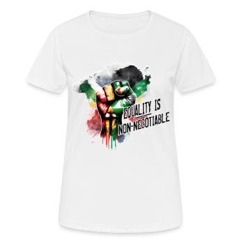 Qualité de la propagation - Mois de l’histoire des Noirs africain - T-shirt respirant Femme - blanc - Devant - AI Model Female 172 dark (172cm)