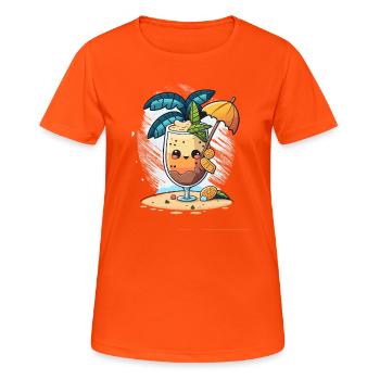 The Island Connoisseur - Women's Breathable T-Shirt - neon orange - Front - AI Model Female 172 dark (172cm)