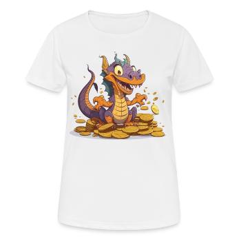 Der gierige Drache - Frauen T-Shirt atmungsaktiv - Weiß - Vorne - AI Model Female 172 dark (172cm)
