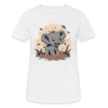 Playful Elephant - Women's Breathable T-Shirt - white - Front - AI Model Female 172 dark (172cm)
