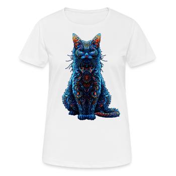Complexe psychédélique fractal chat Rave champignon - T-shirt respirant Femme - blanc - Devant - AI Model Female 172 dark (172cm)