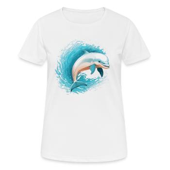 Verspielter Delfin - Frauen T-Shirt atmungsaktiv - Weiß - Vorne - AI Model Female 172 dark (172cm)