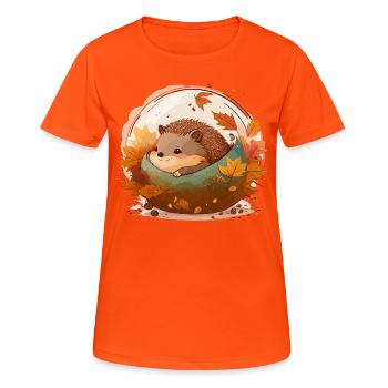 Kuscheliger Igel - Frauen T-Shirt atmungsaktiv - Neonorange - Vorne - AI Model Female 172 dark (172cm)
