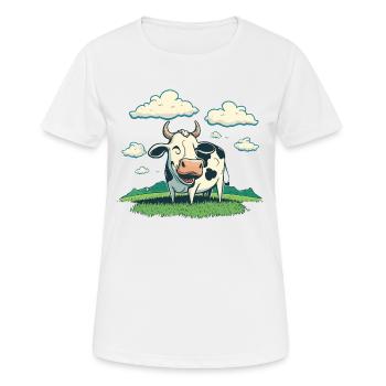 Zufriedene Kuh - Frauen T-Shirt atmungsaktiv - Weiß - Vorne - AI Model Female 172 dark (172cm)