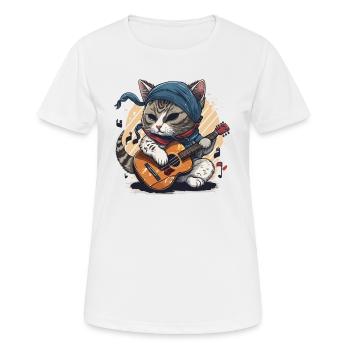 Musikalische Schnurrhaare: Umarmung der verspielten Melodien o - Frauen T-Shirt atmungsaktiv - Weiß - Vorne - AI Model Female 172 dark (172cm)